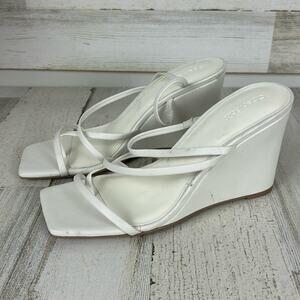 Open Edit womens sz 8B White wedge heel open toe sandals